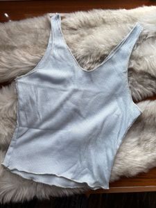 Light Blue Ribbed Tank Top