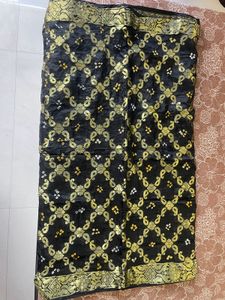 Pure Black Duppata With Banarasi Design