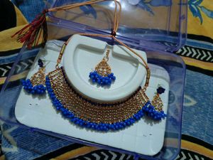 Royal Blue &amp; Gold Indian Jewelry Set