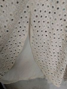 White Mirror Work Shrug Jacket