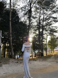 White Off-Shoulder Maxi Dress