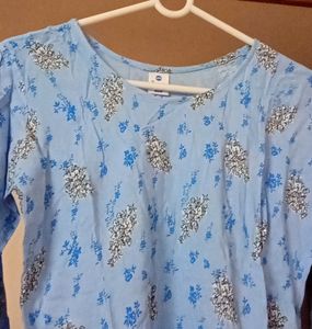 Sky Blue Colour A-line Kurti