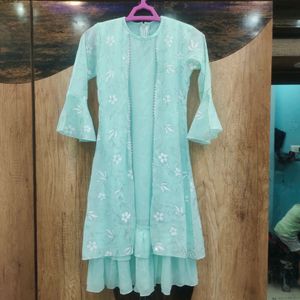 cyan blue shiny party wear dress/kurti💙😍