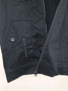Black Collar Zipped With hoodie Multi pocket Coat