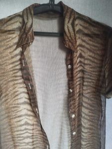 Tiger Print Sheer Top