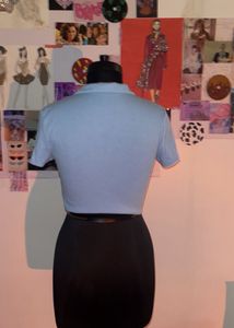 Blue Shien Polo Crop Top