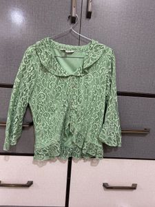 Vintage Green Lace Blouse
