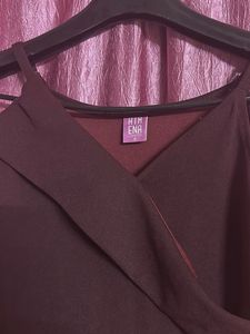 Burgundy Wrap-Front Jumpsuit