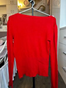 Cute Coquette Red Sweater With Built In Camisole