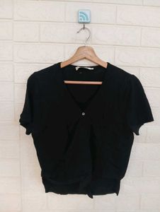 Cute Black Wrap Top