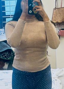 Ribbed Knit Mock Neck Top