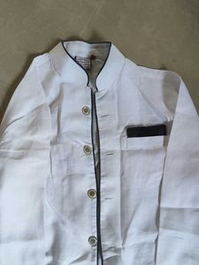 Elegant White Kurta with pant and blue colour jack