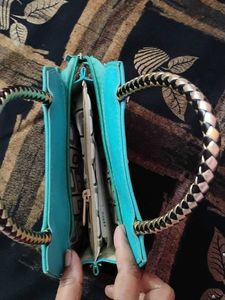 Teal Handbag with Embellishments