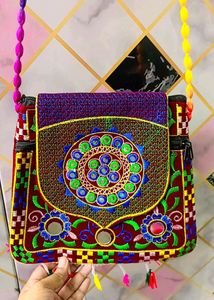 Craft Trade Clutch Bags for Women Jaipuri Rajasthani Handmade Embroidery Mirror Work Stylish Sling Bag