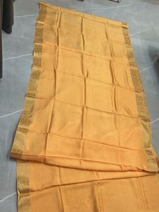 Elegant Orange Saree with Gold Border- New