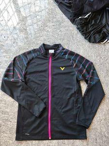 Victor Track Jacket - Black with Colorful Detail