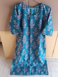 Premium Teal Floral Print Kurta