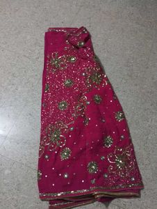 Pink Embellished Saree