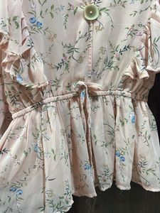 Elegant Floral Print Peplum Top - Large 🌸