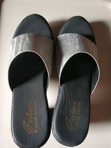 New Silver And Black Heels,Size - 39