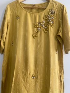 Yellow Embroidered Kurta