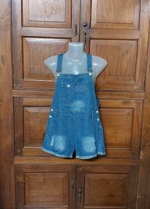 Women’s Blue Denim Dungaree, Size L, Casual Wear