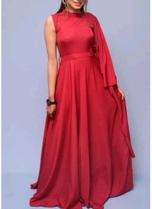 Elegant Red Asymmetric Gown