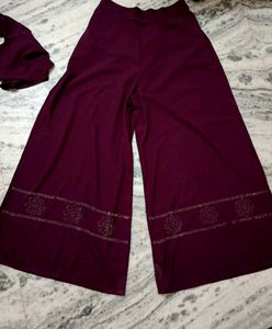 💜Beautiful Violet Designer Kurta And Plazzo Set