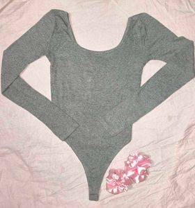 Gray Long Sleeve Bodysuit