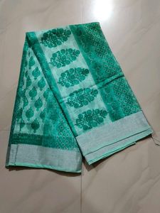 Green Floral Print Saree