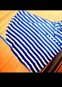 Striped Anarkali Kurti- Blue and White