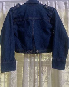 Dark Blue Cropped Denim Jacket