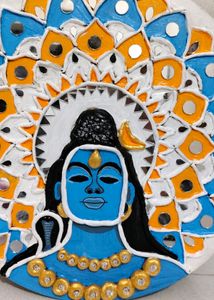 Handmade Adiyogi Clay Painting On MDF