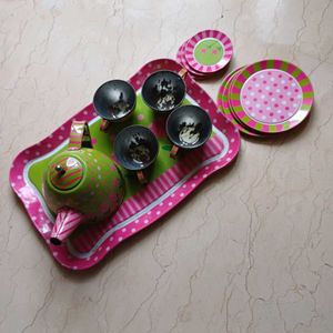 Metallic Tea Set For Pretend Play