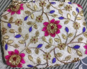 Embroidered Floral Clutch with Chain Strap