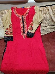 Embroidered Red Kurta