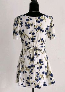 Blueberries Floral Printed Mini Dress
