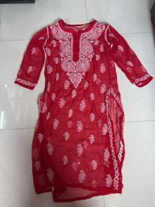 Red Embroidered Kurti