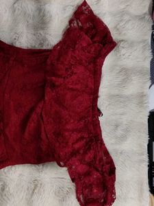 Red Lace Off-Shoulder Dress