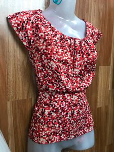 Red & White Dotted Blouse