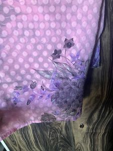 Pink Saree With Purple Lace