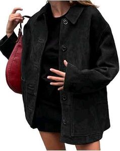 Unisex Black Cropped Suede Jacket