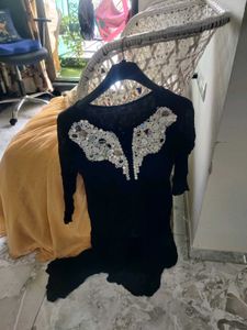Mirror Work Beautiful Black Kurta