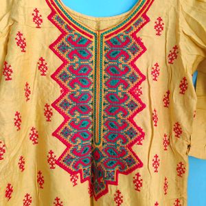 Yellow Embroidered Kurta