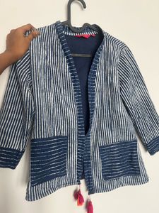 Indowestern Navy blue jacket With tassels XS