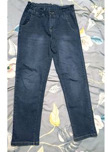 Charcoal Colour Jeans With Elastic Front Look