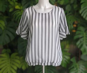 Striped Flutter Sleeve Top