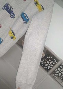 White Hoodie With Car Print