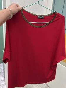 Red Dolman Sleeve Top