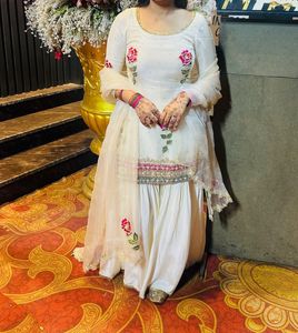 Elegant Off White Embroidered Garara Set